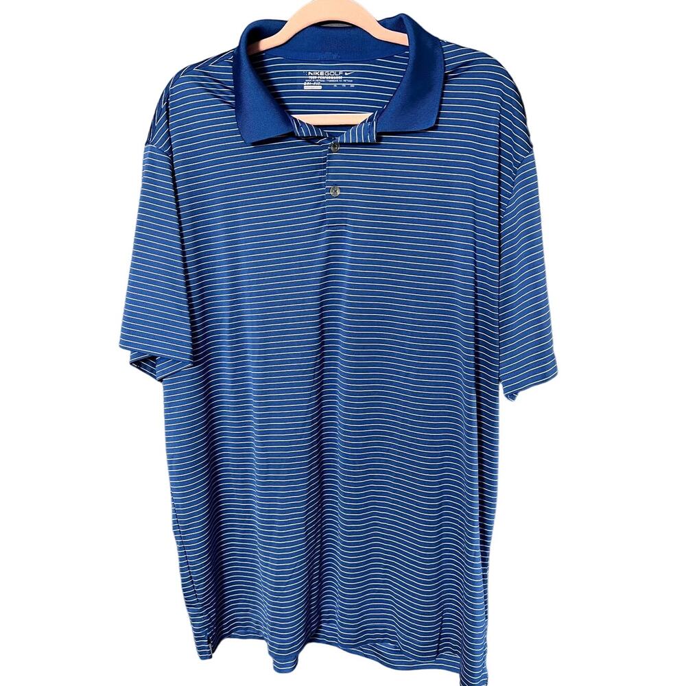 Nike Men’s Tour Performance Dri-Fit Blue & White Stripe Polo Golf Shirt,Size XXL